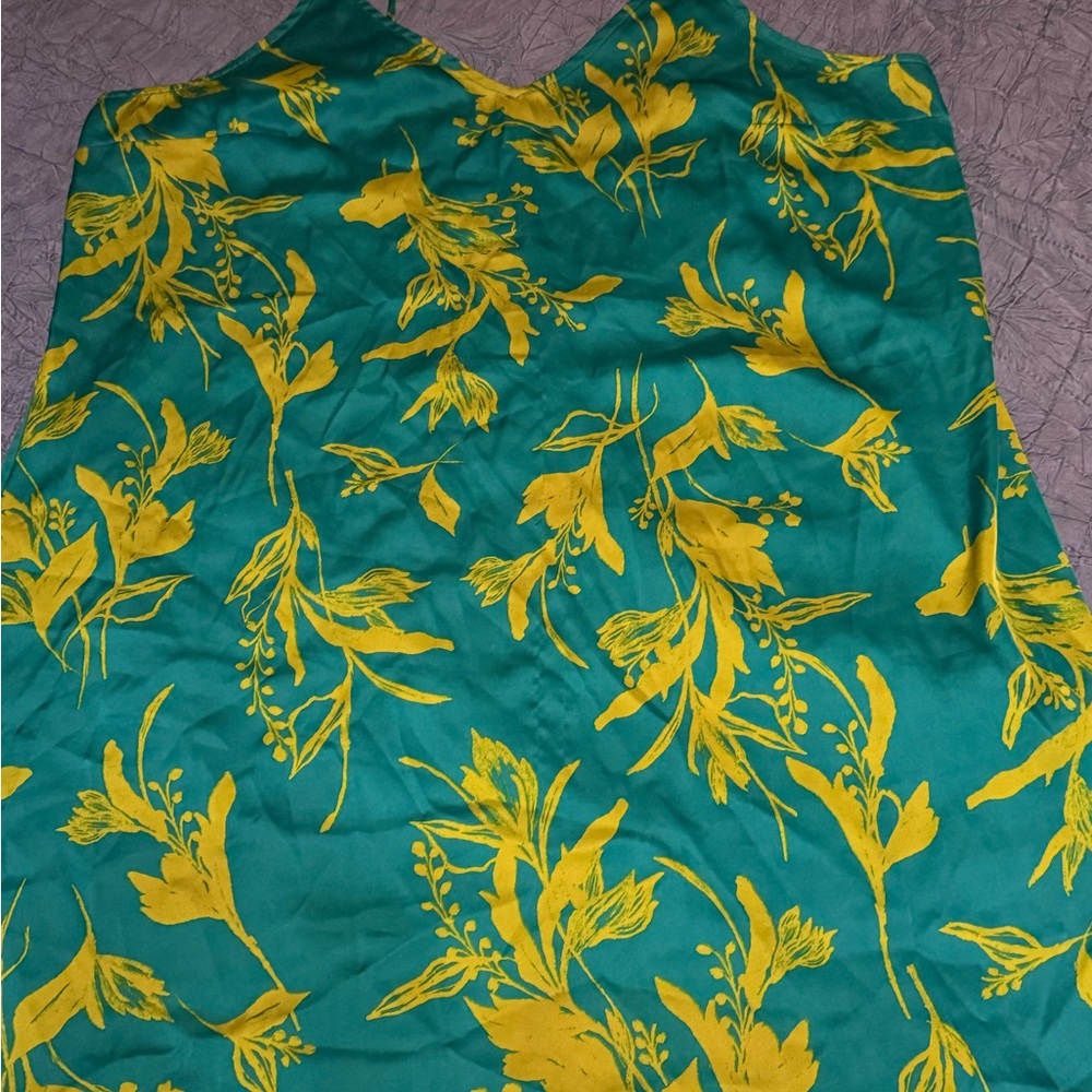 Stars Above XXL Green Yellow Floral Slip Dress Fall Style Adjustable Straps